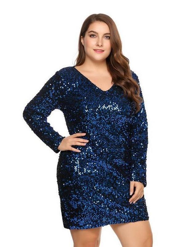Sequin V-neck Party Dress
