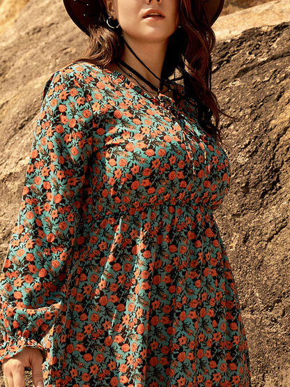 Ditsy Floral Ruffle Tie Front Dress