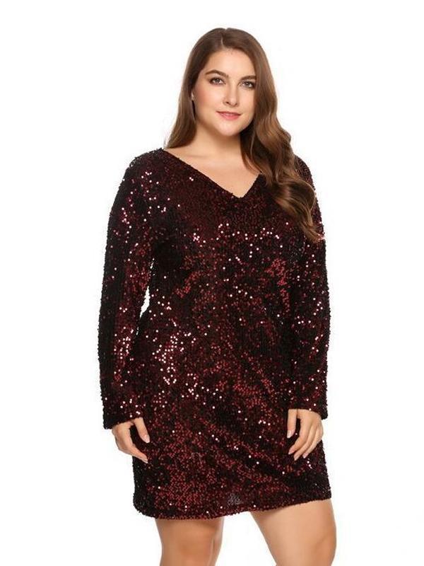 Sequin V-neck Party Dress