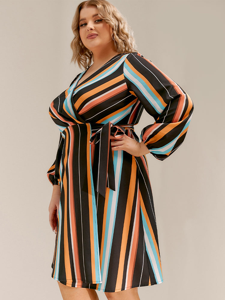 Stripe V-Neck Dresses