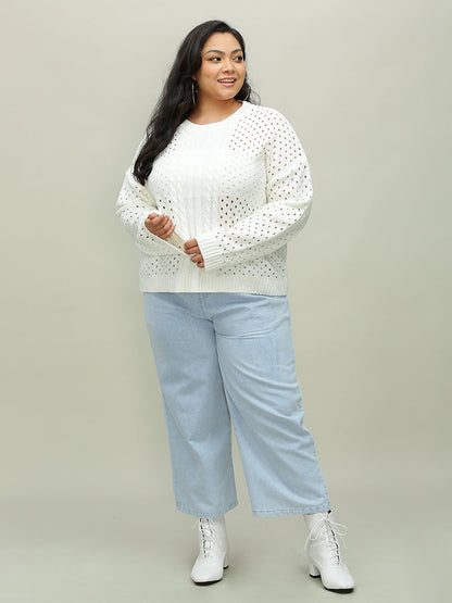 Cutout Open Round Neck Sweater