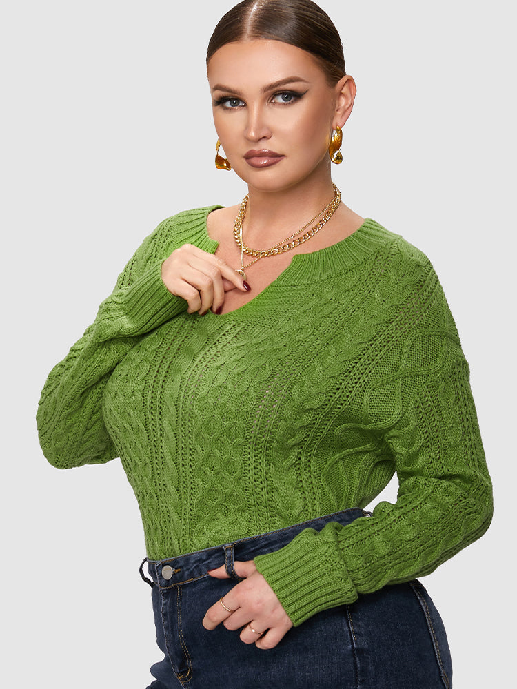 Cable Knit Green Sweater