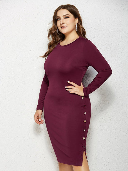 Button Solid Slim Fit Dress