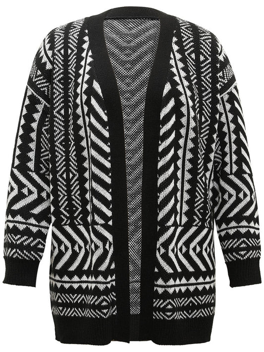 Bandana Print Open Front Loose Cardigan