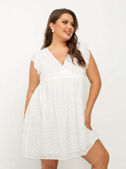 Lace Hollow Out V-neck Dress