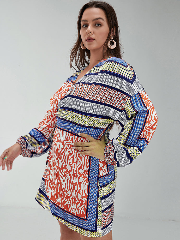 Patchwork V-Neck Dress