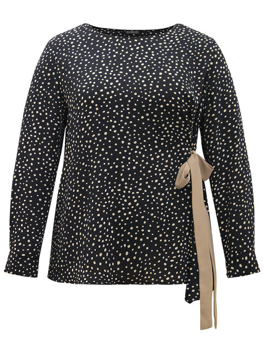 Polka Dot Ties Contrast Two-Piece Woven Top