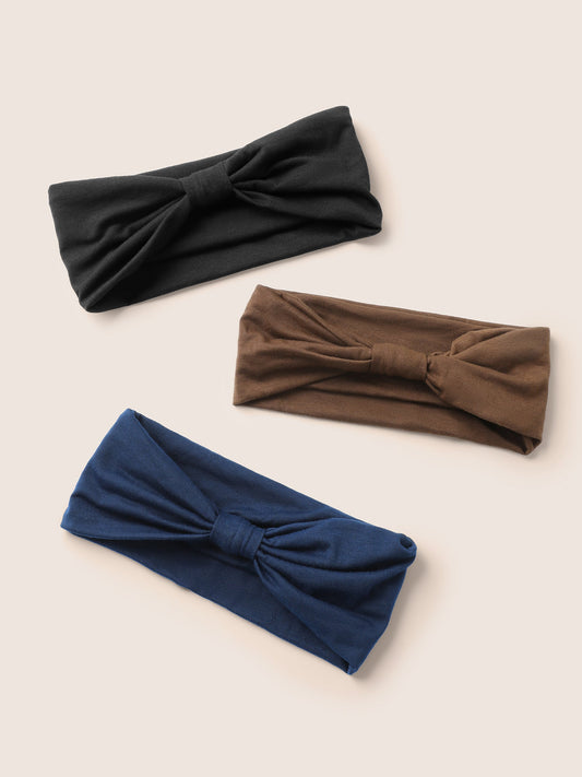 3 Pairs Solid Color Elastic Headbands