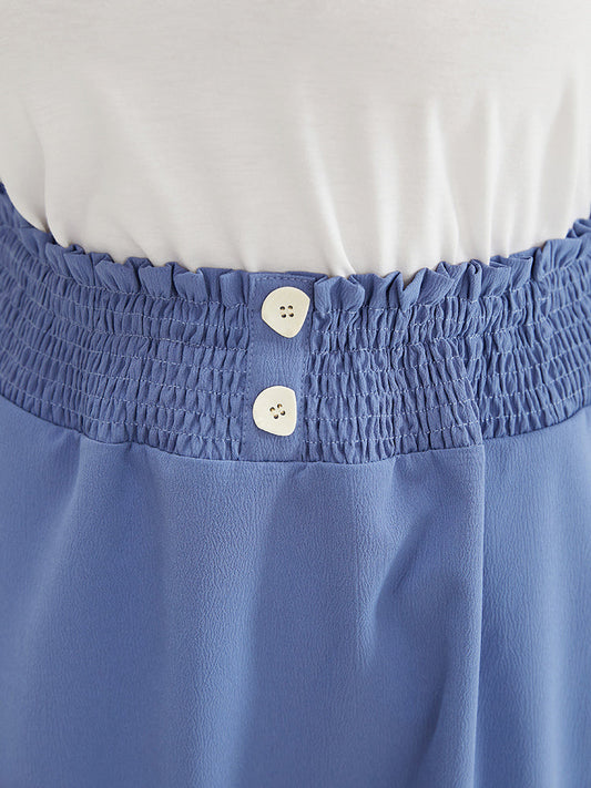 Plain Shirred Pocket Button Detail Paperbag Waist Skirt