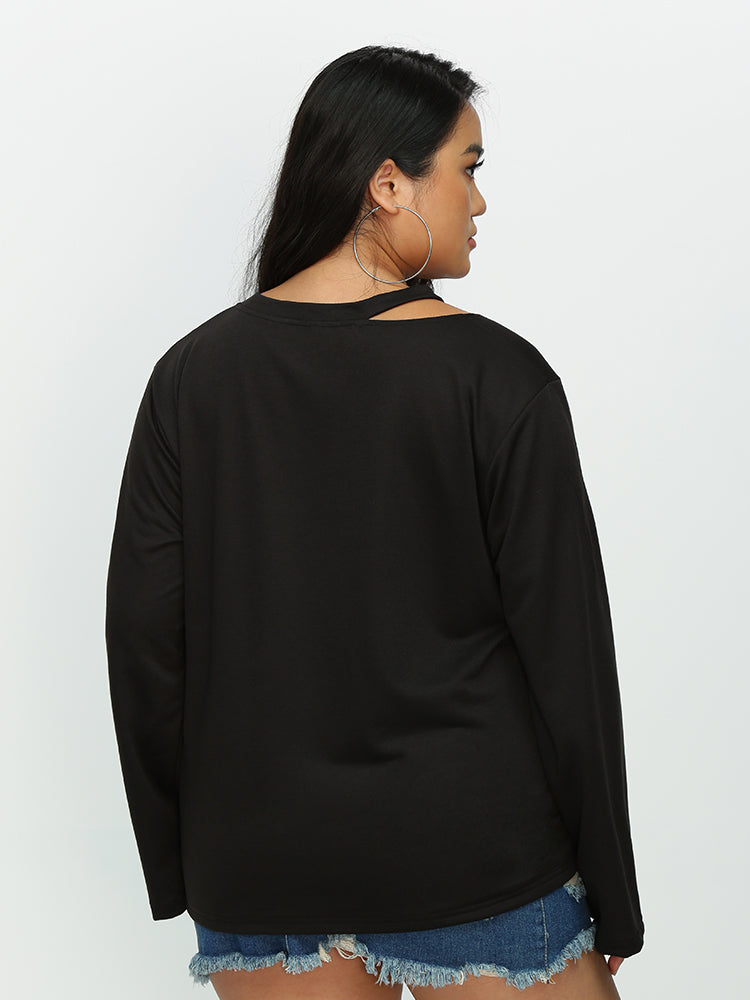 Cut Out Bell Sleeve T-Shirt