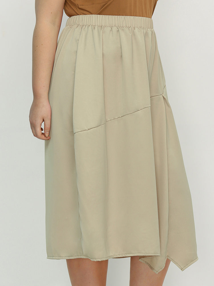 Irregular Hem Elastic Waist Skirt