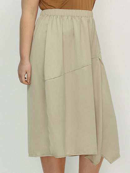 Irregular Hem Elastic Waist Skirt
