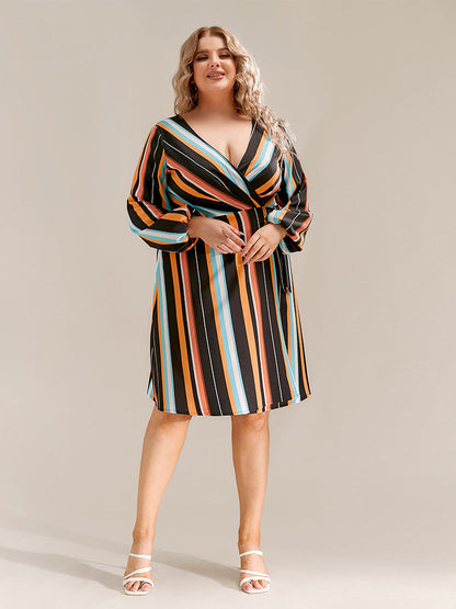 Stripe V-Neck Dresses