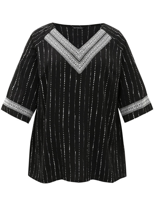 Bandana Contrast Webbing Raglan Sleeve Blouse