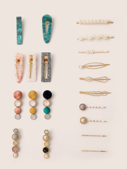 Faux Pearl Simple Design Decor Hair Clip Sets