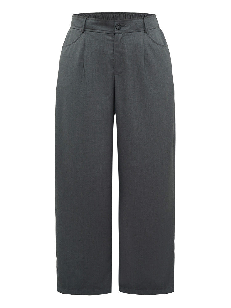 Plain Pockec Straight Leg Zipper Fly Pants