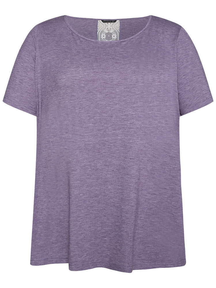 Plain Contrast Lace Heather T-shirt