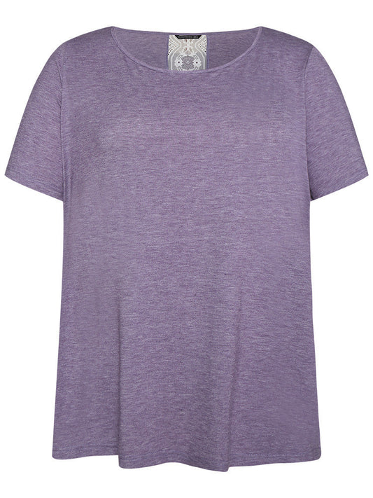 Plain Contrast Lace Heather T-shirt