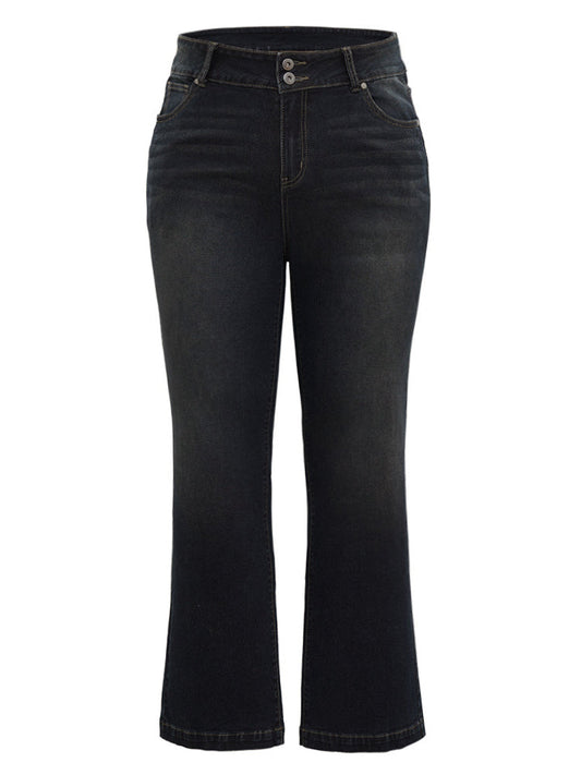 Plain Flare Leg Dark Wash Jeans