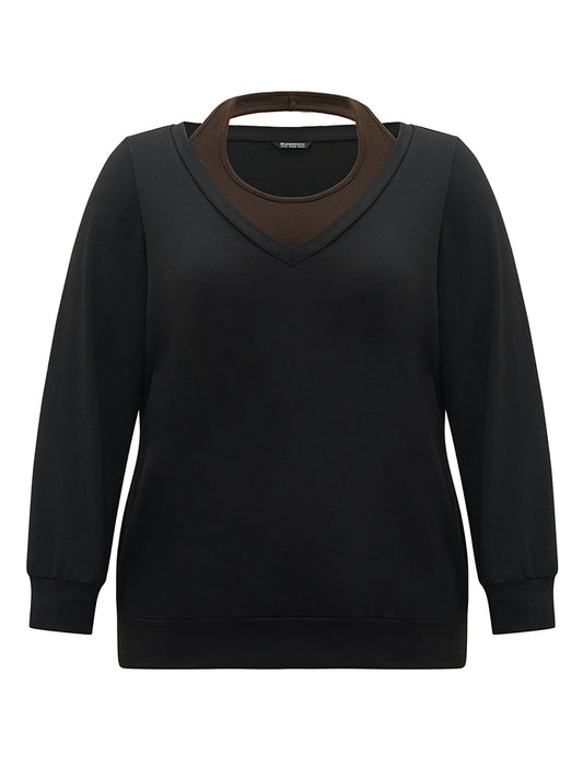 Halter 2-In-1 Patchwork Sweatshirt