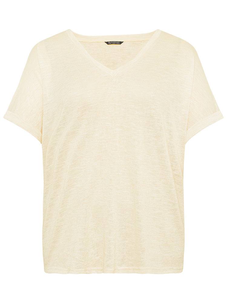 Solid Mesh Heather Roll Batwing Sleeve T-shirt