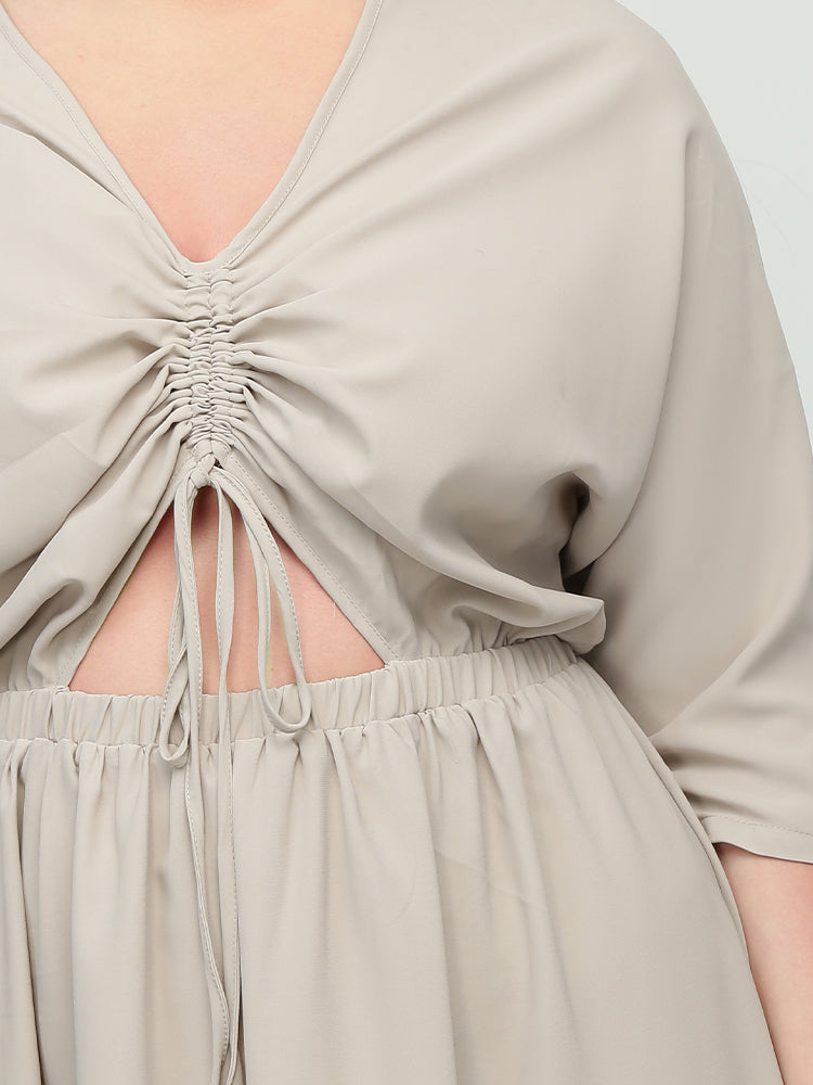 Ruched Knotted 2/3 Sleeve Dress