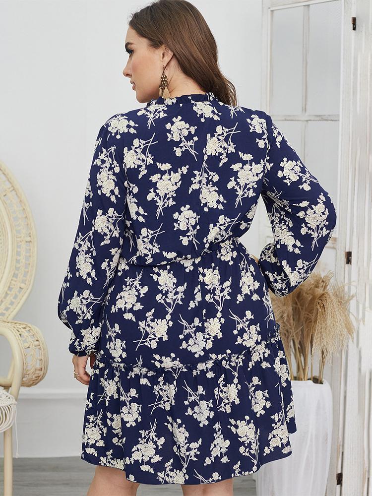 Floral Printed V-neck Dress