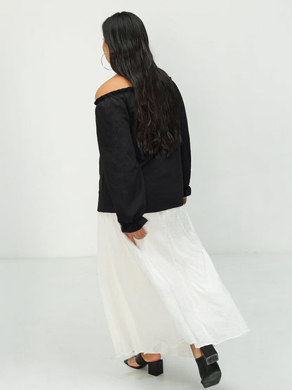 Frill Trim Off Shoulder Top