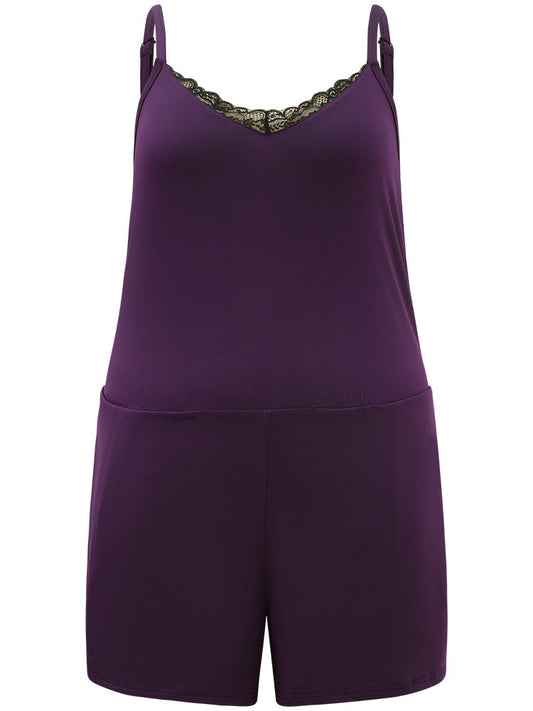 Lace Panel Patchwork Cami Sleep Jumpsuit