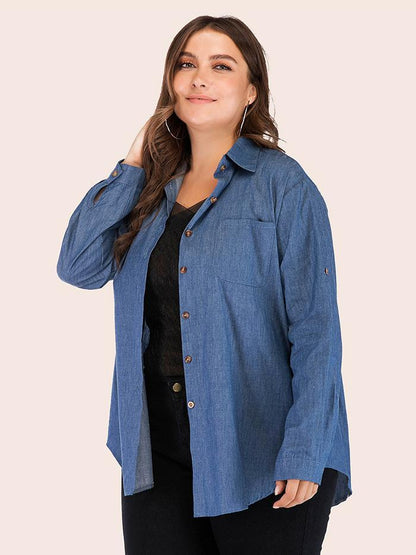 Denim Single Breasted Lapel Shirt
