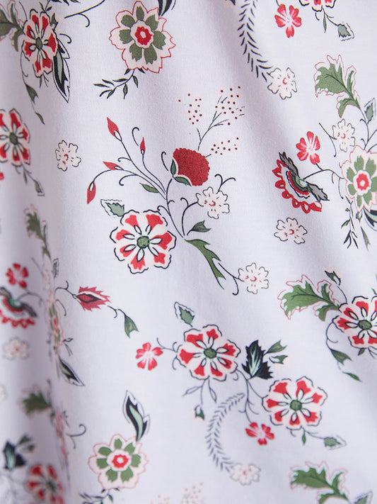 Ditsy Floral Shirred Arc Hem Tank Top