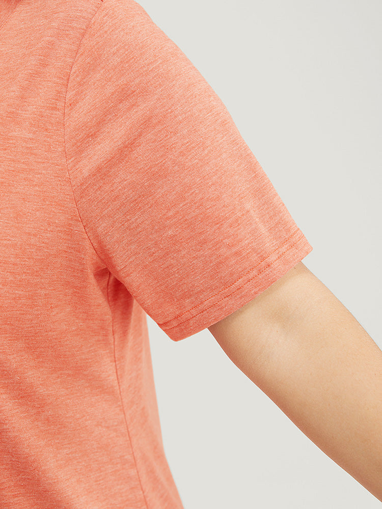 Floral & Moon Print V Neck T-shirt