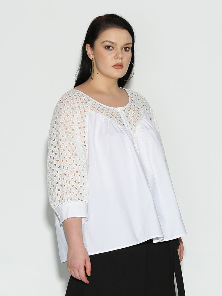 Broderie Button Top