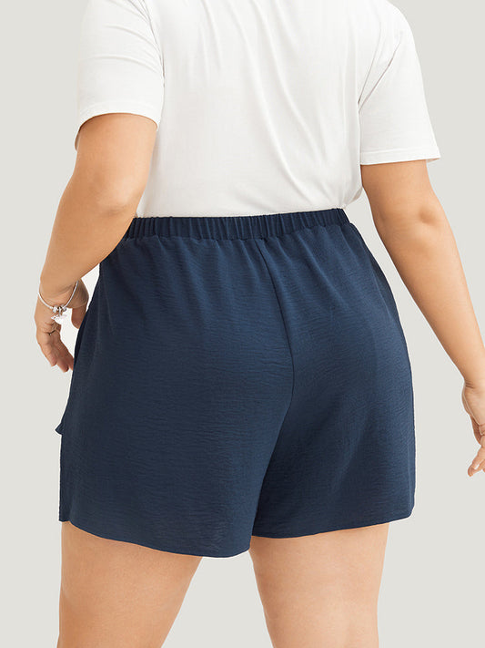 Plain Ruffle Trim Pocket Skort