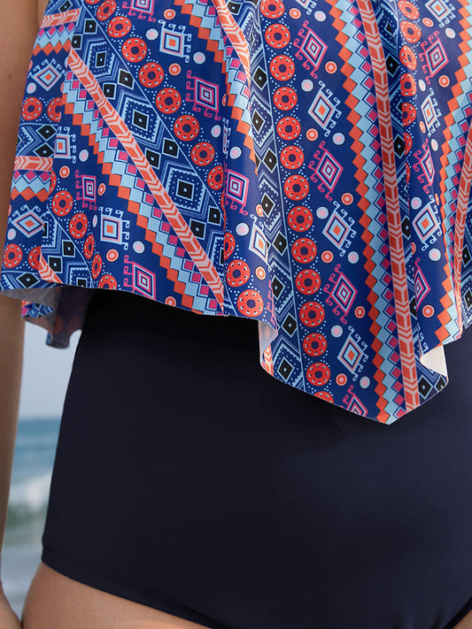 Bandana  Asymmetrical Hem Contrast One Piece Swimsuit