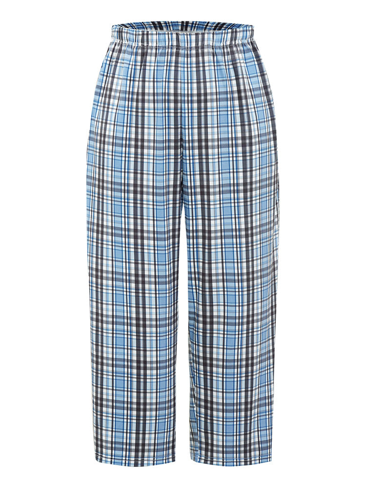 Plaid Pocket Elastic Waist Sleep Pants