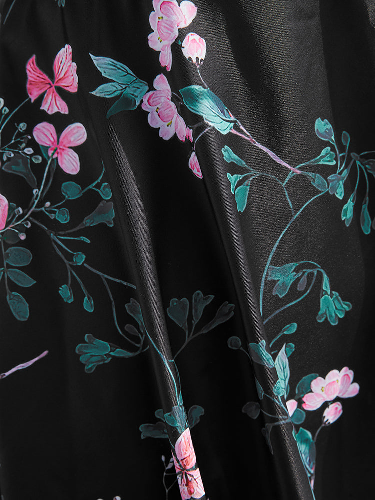 Floral Print Ruffles Ruched Tankini Top