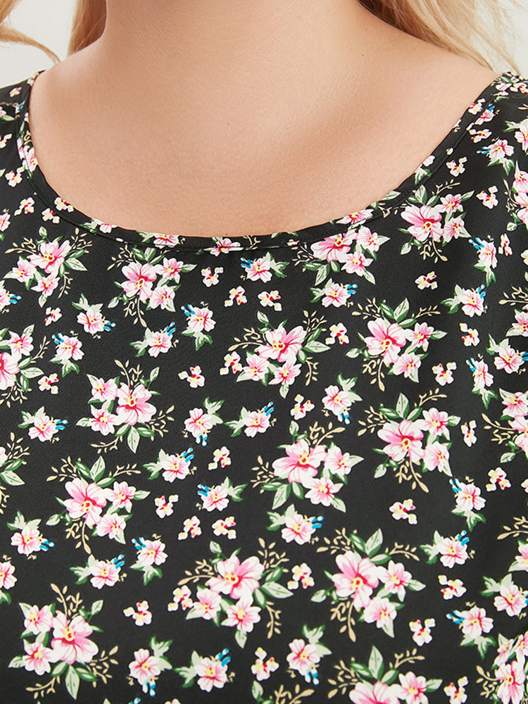 Ditsy Floral Crew Neck Sleeveless Tank Top