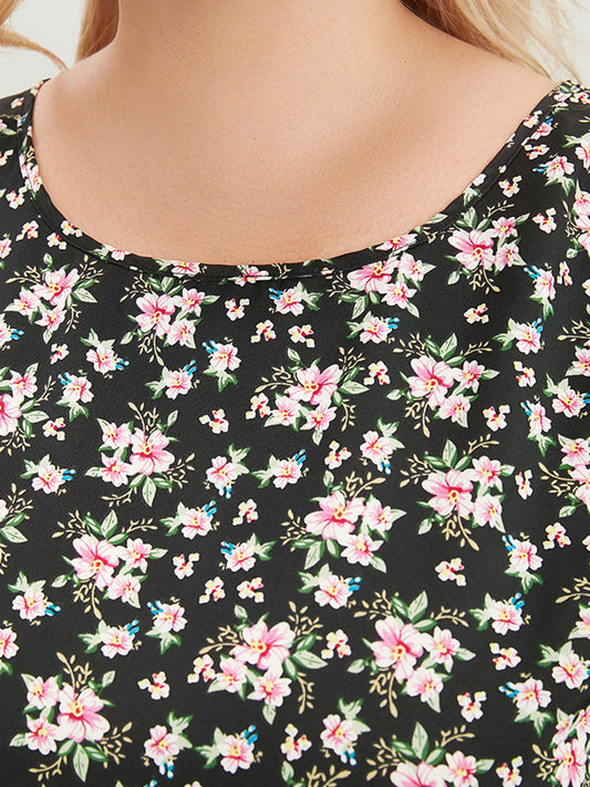 Ditsy Floral Crew Neck Sleeveless Tank Top