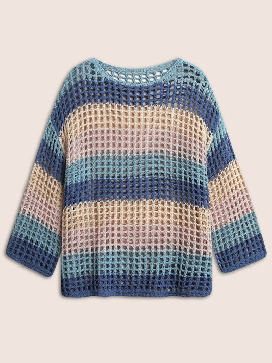 Colorblock Contrast Cut Out Mesh Swim Cover Up