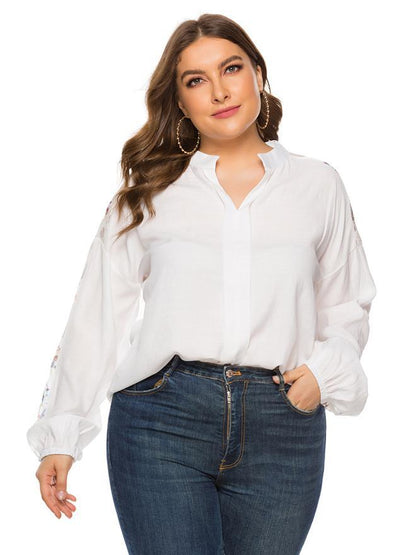 Hollow Out Sleeve V-neck Blouse
