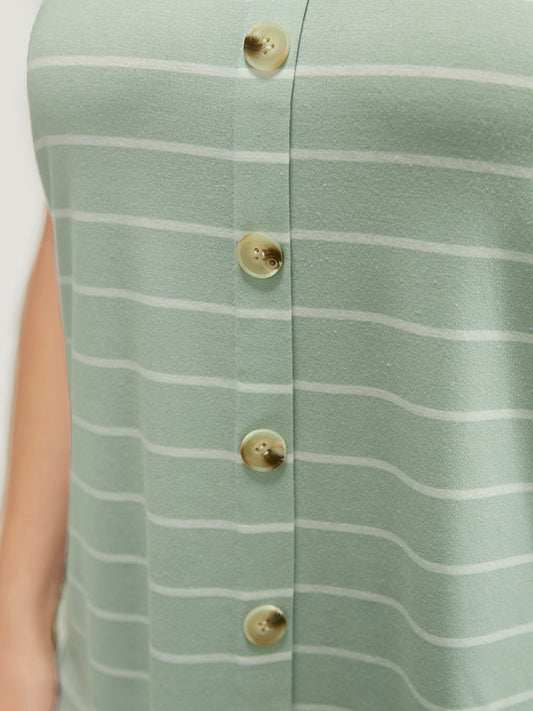 Striped Print Button Detail Tank Top