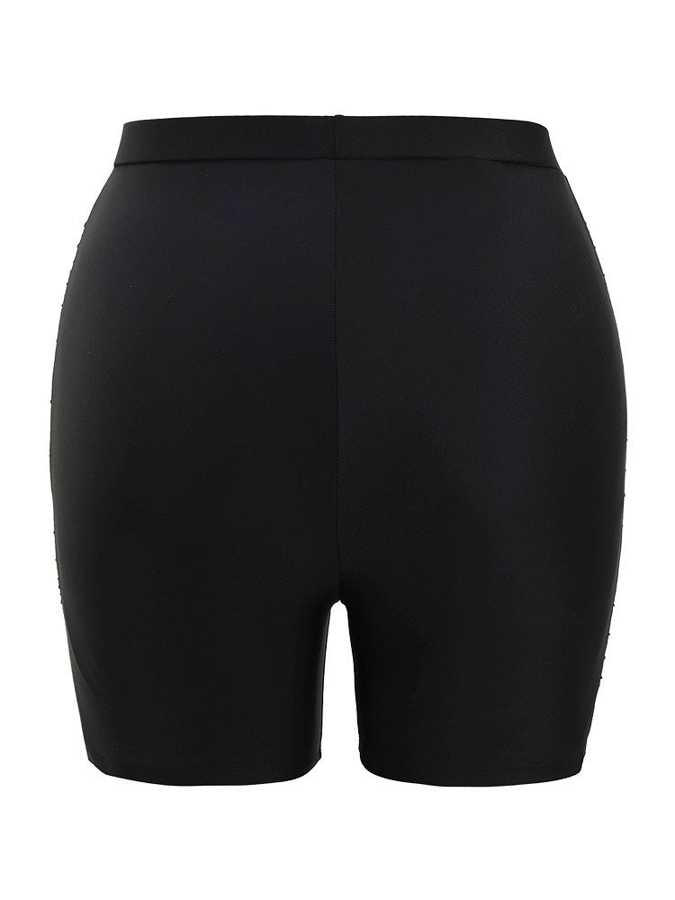 Plain Patchwork Ruched Side Swim Shorts