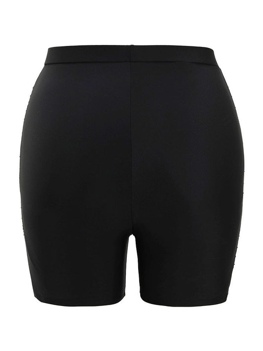 Plain Patchwork Ruched Side Swim Shorts