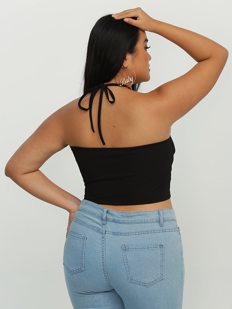 Keyhole Halter Neck Crop Top