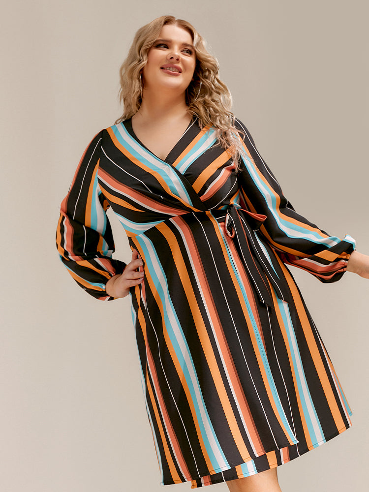 Stripe V-Neck Dresses