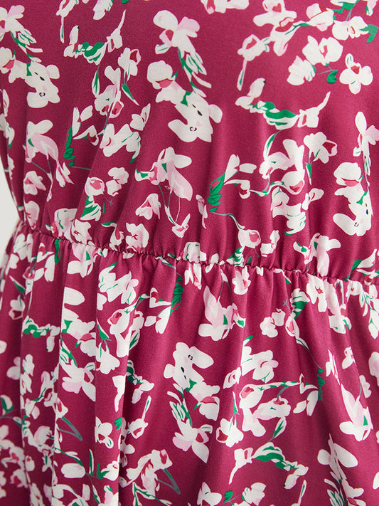 Ditsy Floral Badydoll Ruffle Hem T-shirt