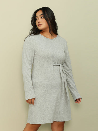 Lace-up Solid Color Dress