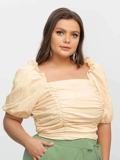 Ruffle Frill trim Puff Sleeve Blouse