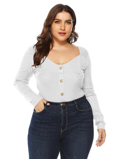 Button Up V-neck Knit Bodysuits